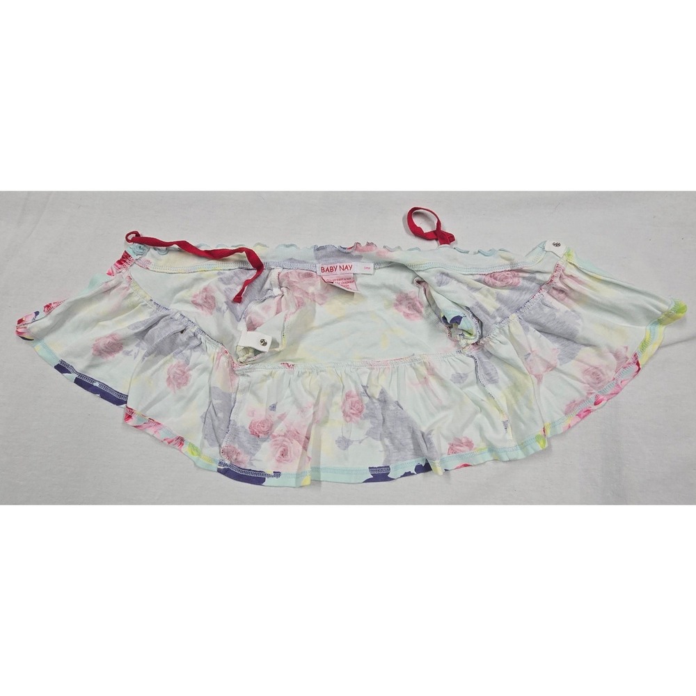 Baby Nay Infant Girl 6M Floral Peplum Wrap Top and Leggings Set Mint Pink Navy - Picture 4 of 10